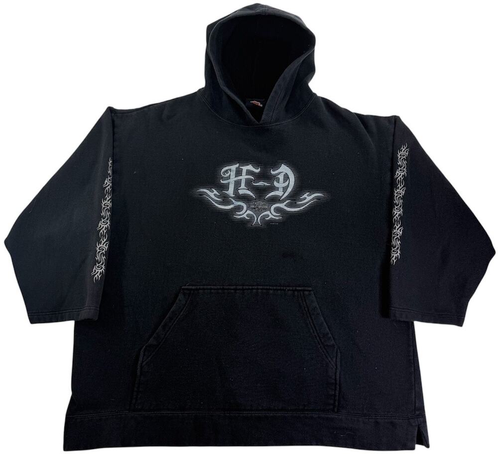 Vintage y2k Harley Davidson Hoodie Tribal Sleeve Graphic Men's XL Sweatshirt